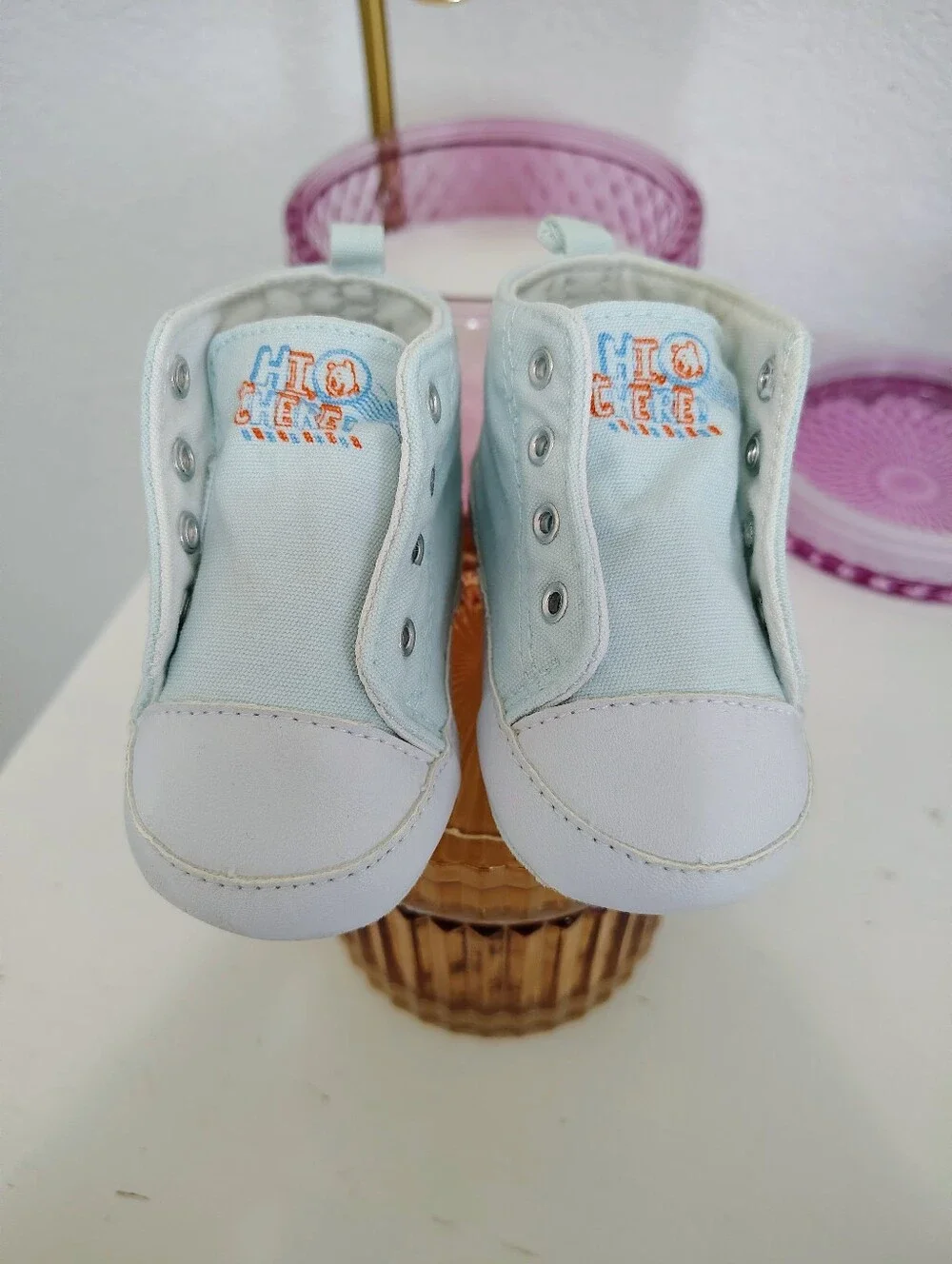 Vintage WINNIE THE POOH Light Blue Tigger Canvas Baby Sneakers Size 3
